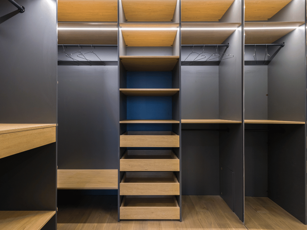 Space-saving modular wardrobe installations with modern designs.