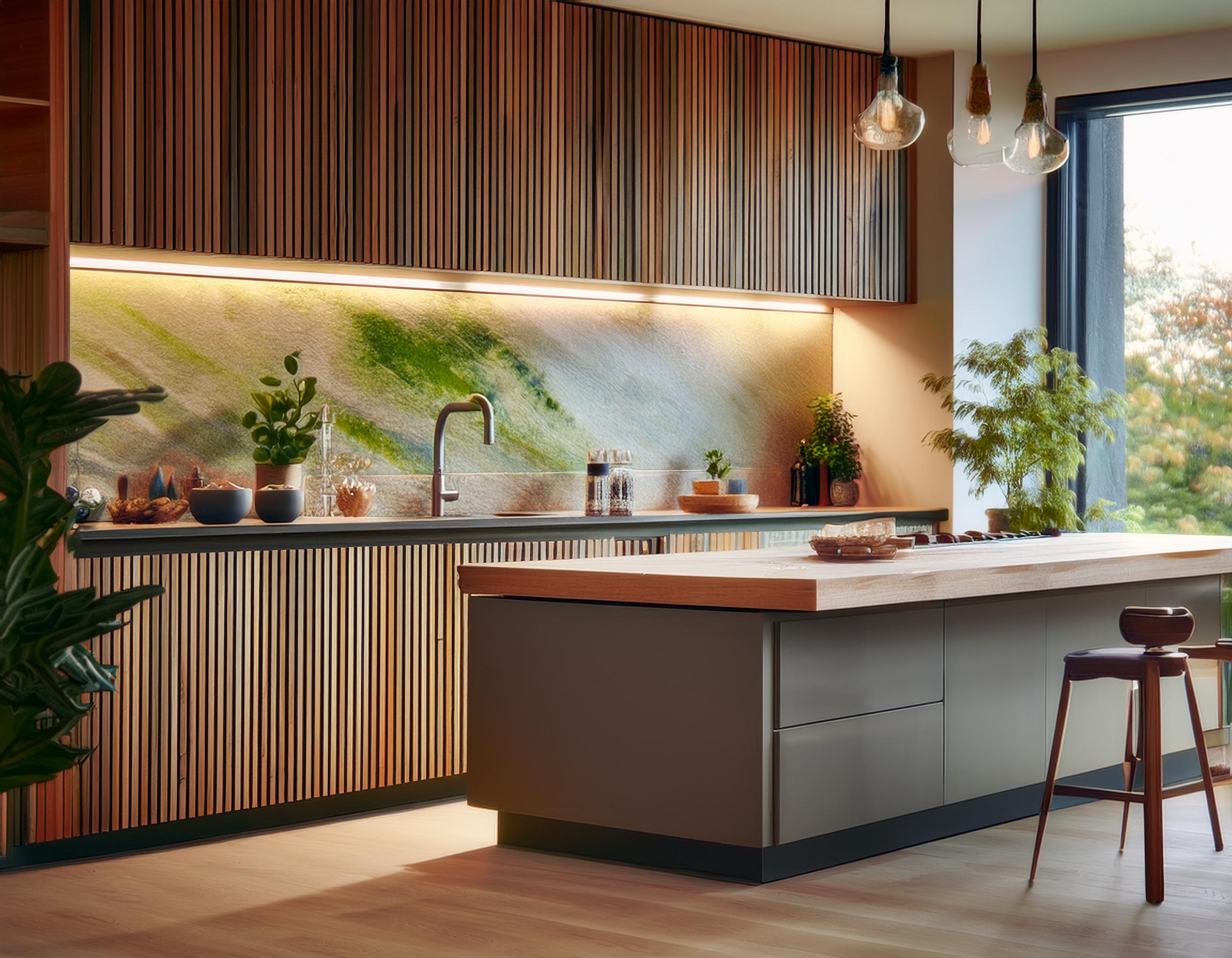 Transform your home with an eco-friendly modular kitchen that combines sustainability with modern design. Featuring bamboo cabinetry, recycled glass countertops, and energy-efficient lighting, this kitchen is the perfect blend of style and sustainability.